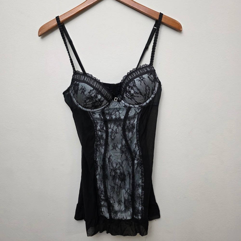 Cinema Etoile Babydoll Women Small Black Blue Lace Seductive Underwire Chemise